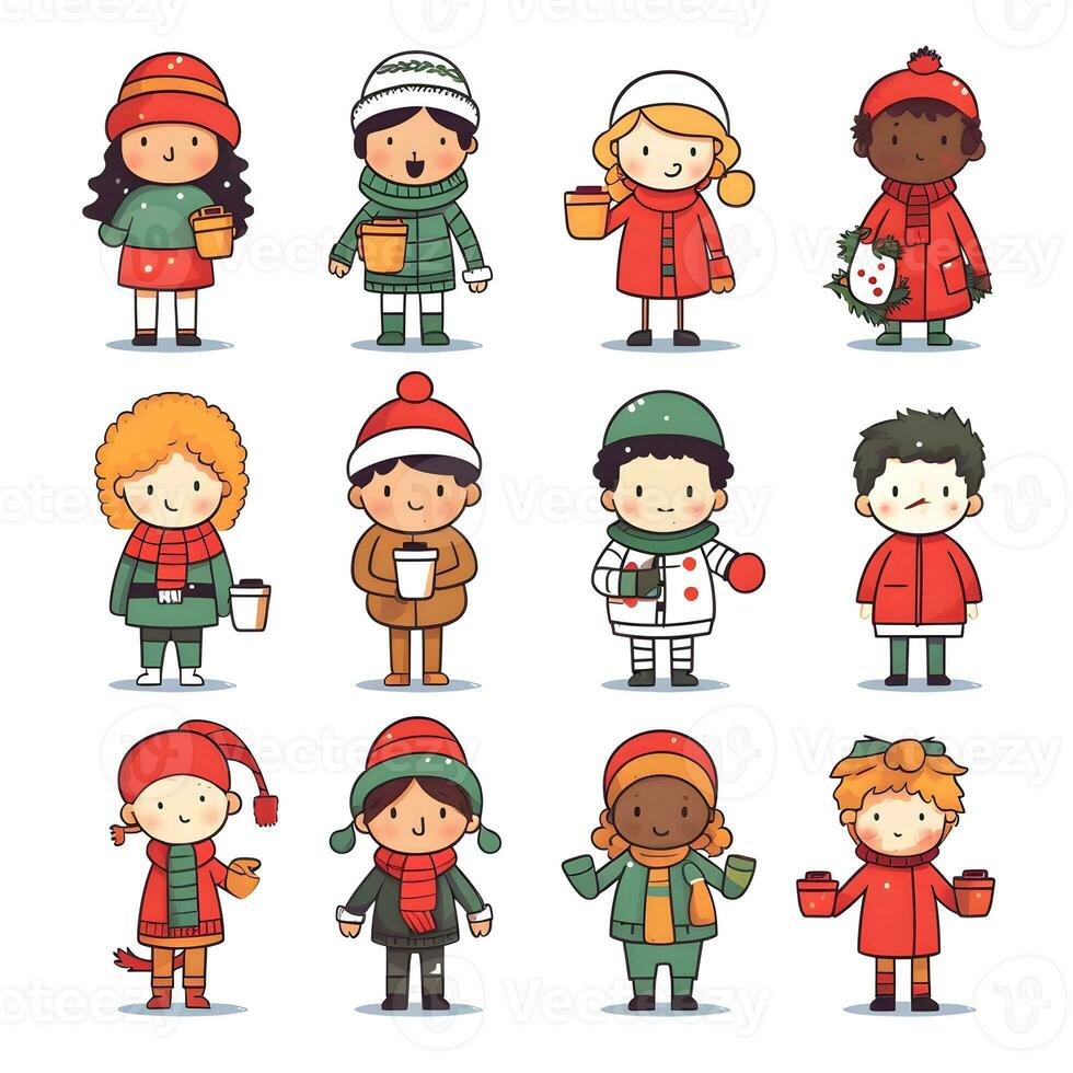 christmas people element object isolated background holiday design illustration generative Ai. photo