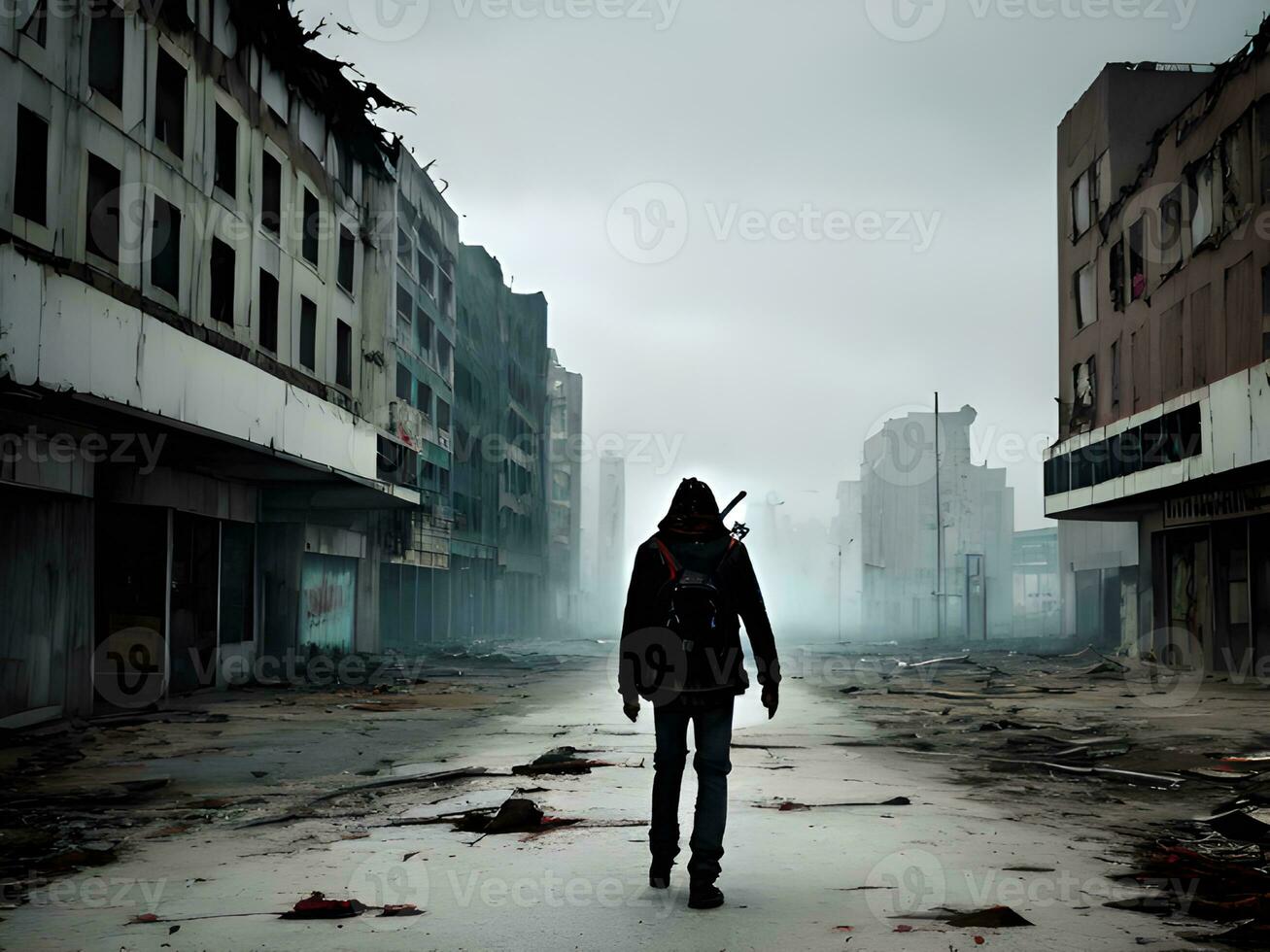 zombie walking in the city photo
