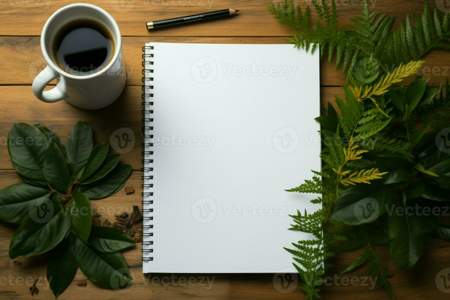 Blank screen notebook mockup in a realistic black frame for presentations AI Generated photo