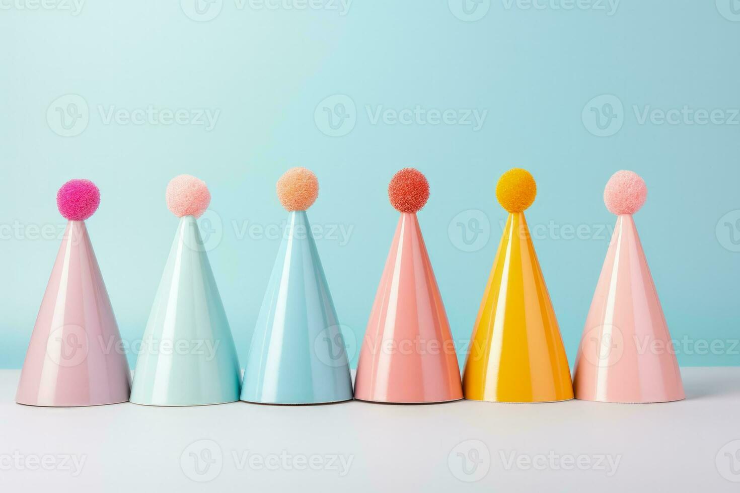 Vibrant party hats in various colors to liven up celebrations photo