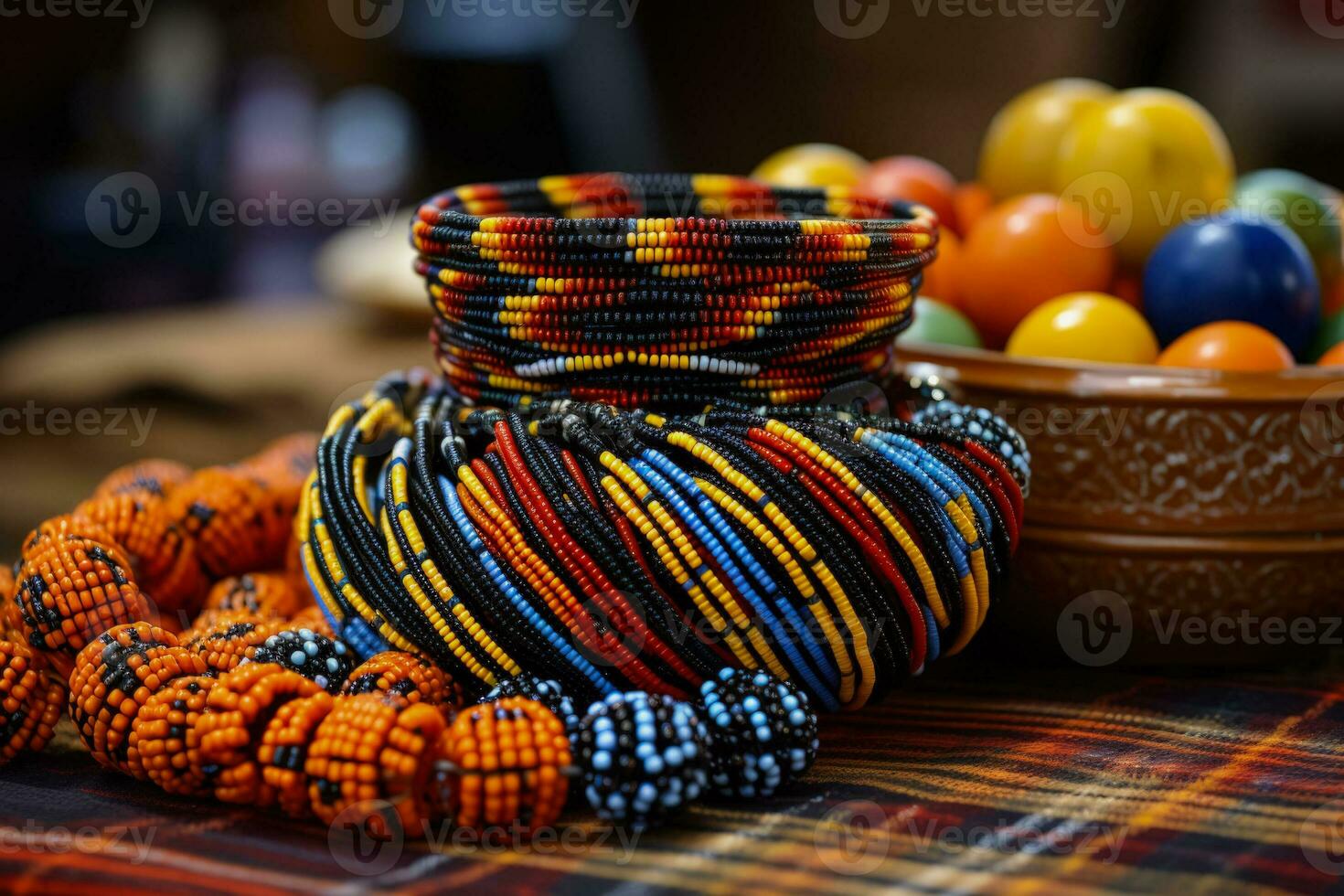 African Zulu traditional accessories made of beads simplified and concise photo