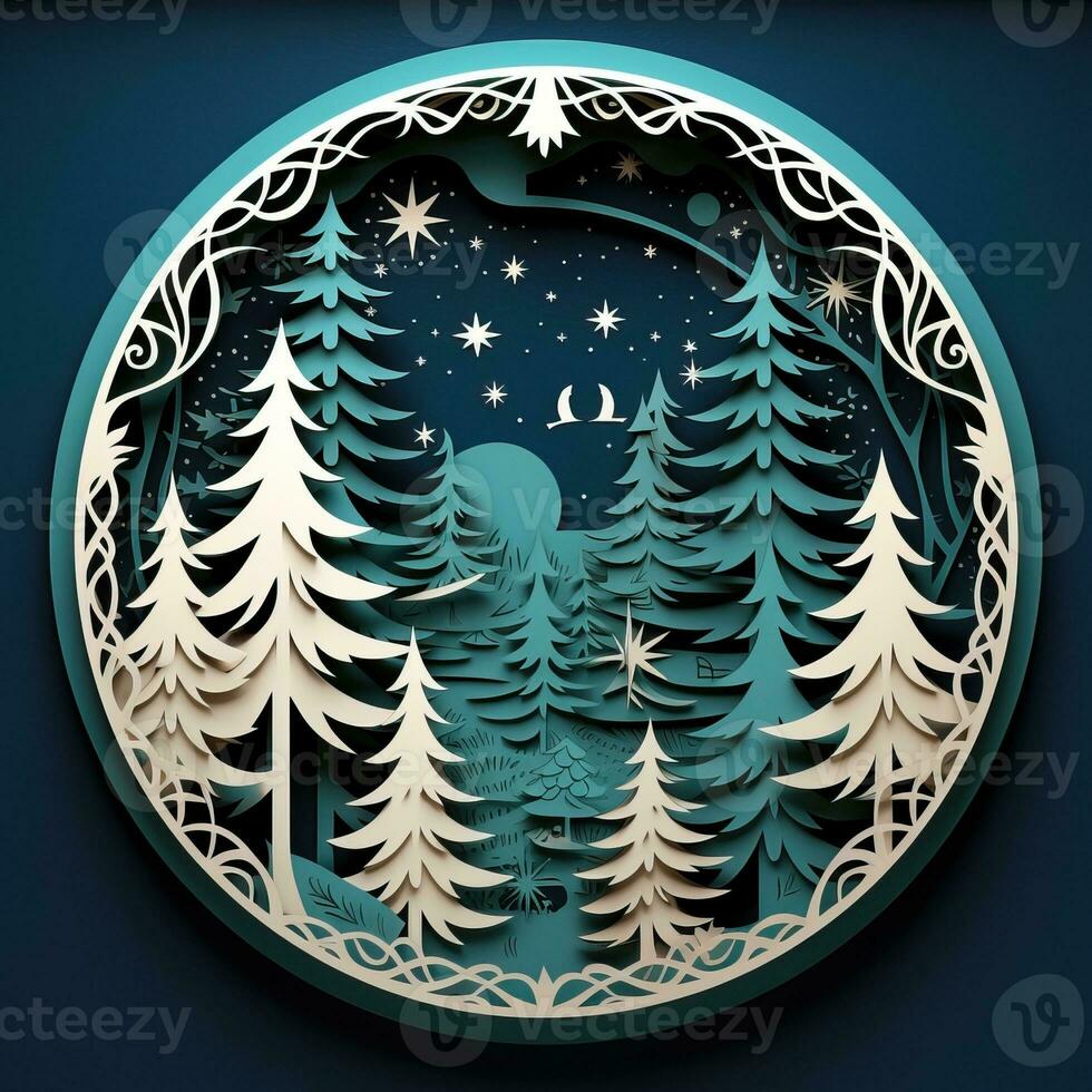 Christmas tree paper cut style high quality ai generated image photo