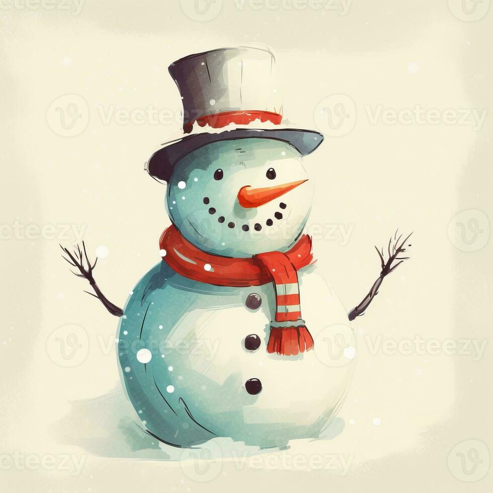 Snowman retro style white background high quality ai generated image photo