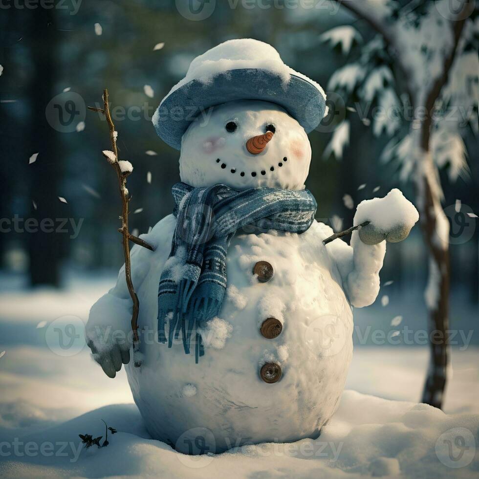 Snowman retro style high quality ai generated image photo