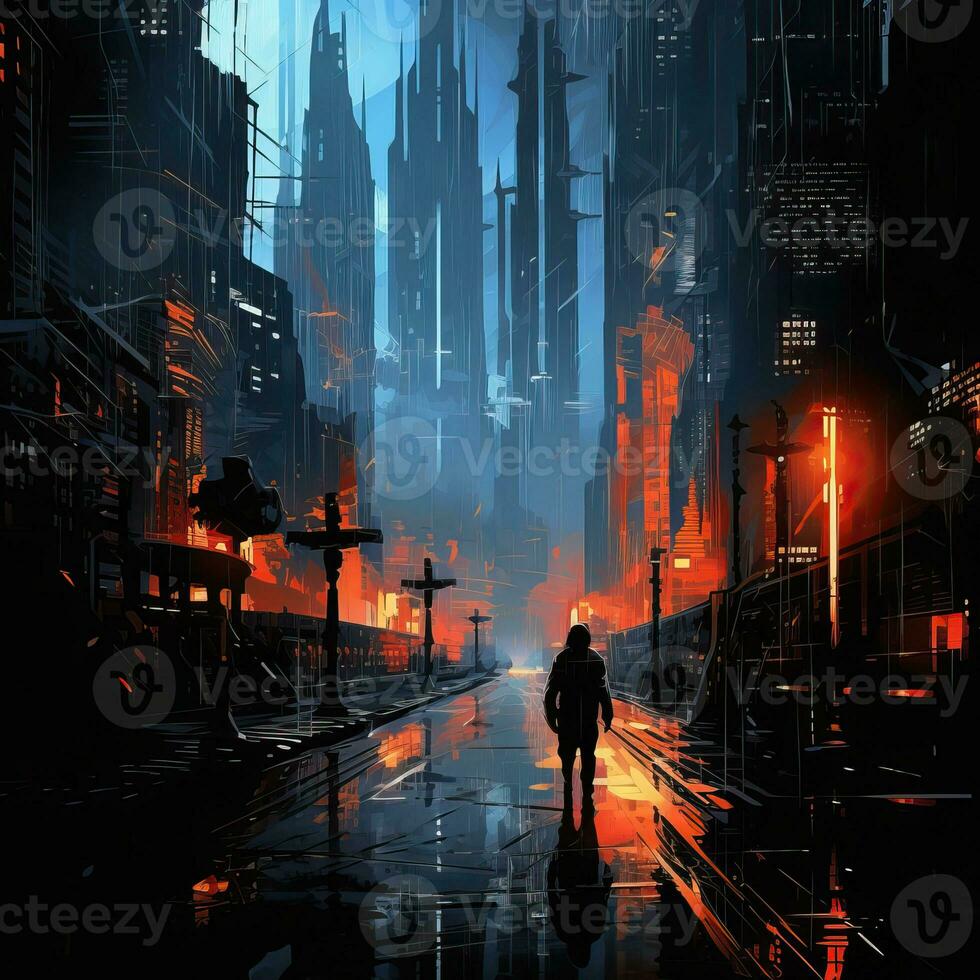 Abstract background cyberpunk theme dramatic atmosphere high quality ai generated image photo