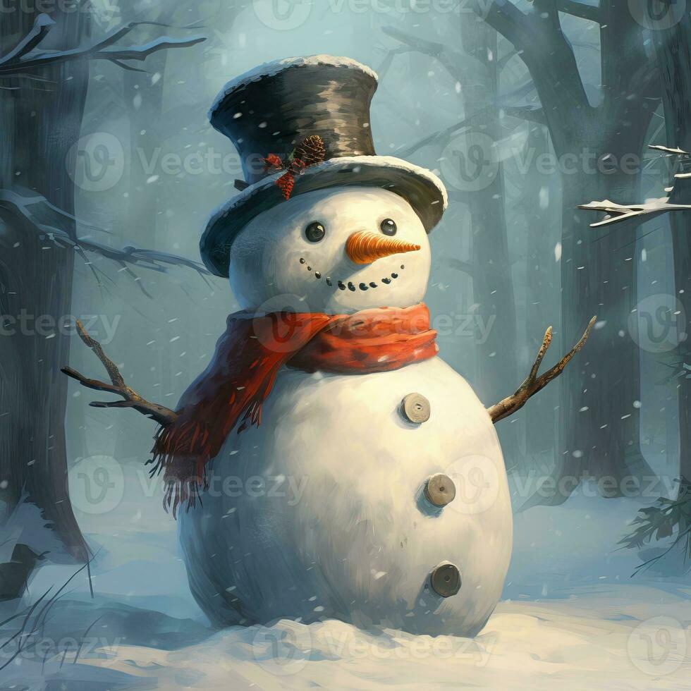 Snowman retro style high quality ai generated image photo