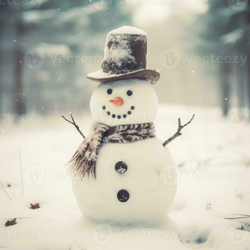 Snowman retro style white background high quality ai generated image photo