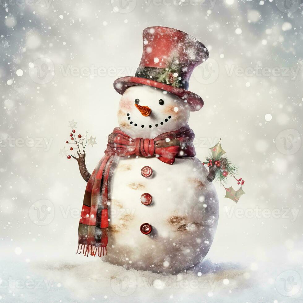 Snowman retro style white background high quality ai generated image photo