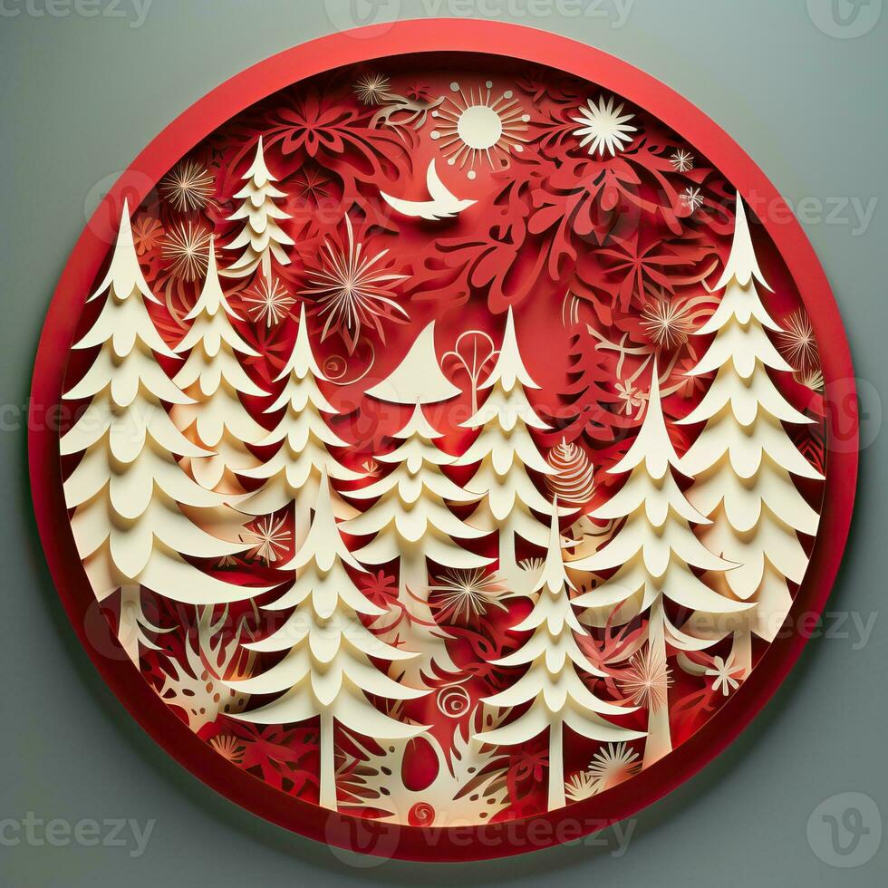 Christmas tree paper cut style high quality ai generated image photo