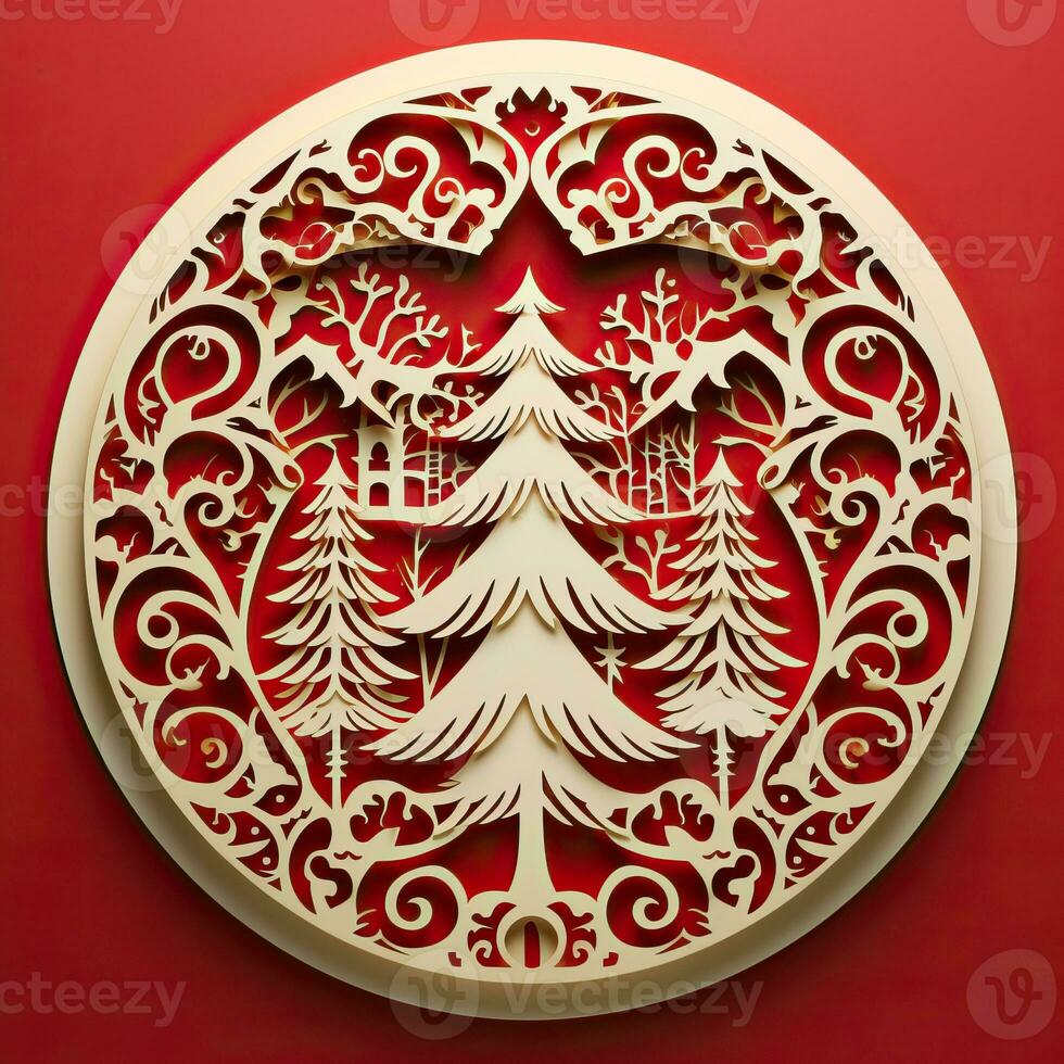 Christmas tree paper cut style high quality ai generated image photo