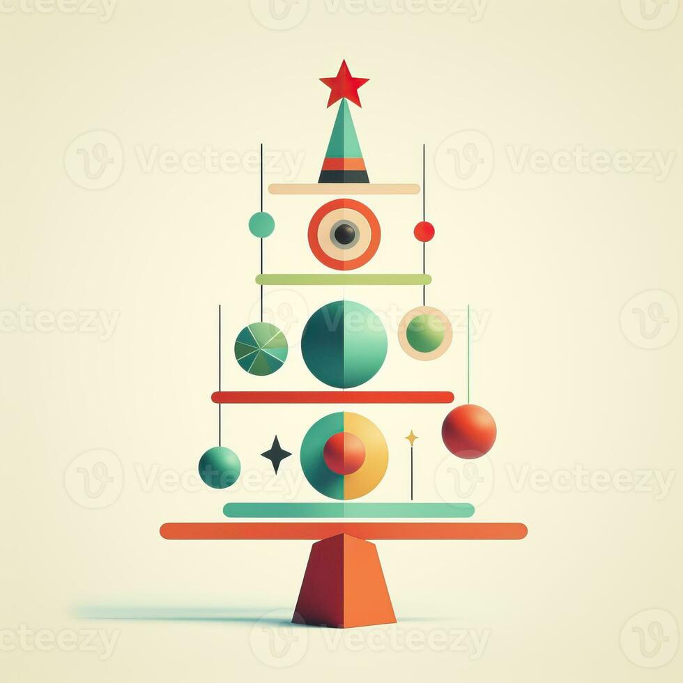 Christmas tree toy minimalist style, Christmas flat geometric style high quality ai generated image photo