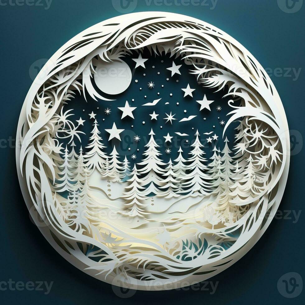 Christmas tree paper cut style high quality ai generated image photo