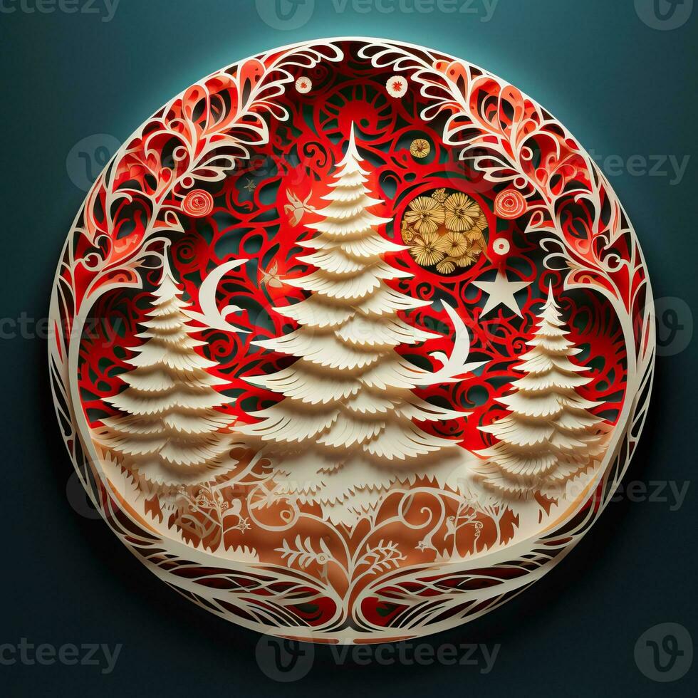 Christmas tree paper cut style high quality ai generated image photo
