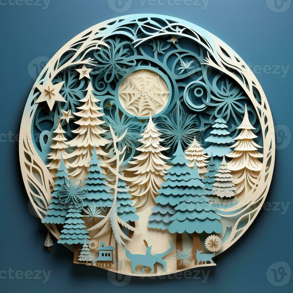Christmas tree paper cut style high quality ai generated image photo