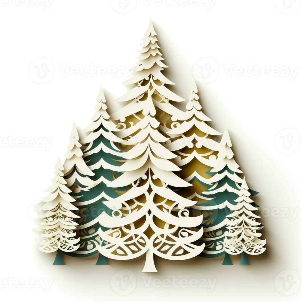 Christmas tree paper cut style white background high quality ai generated image photo