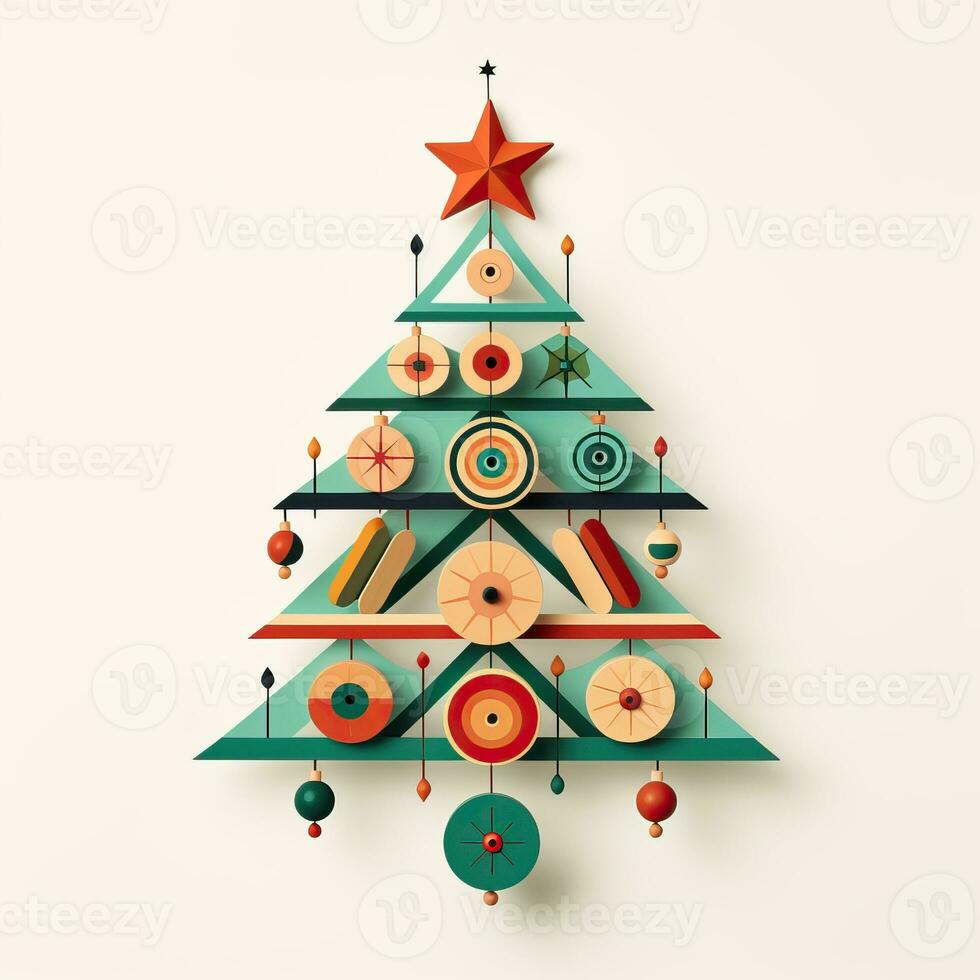 Christmas tree toy minimalist style, Christmas flat geometric style high quality ai generated image photo