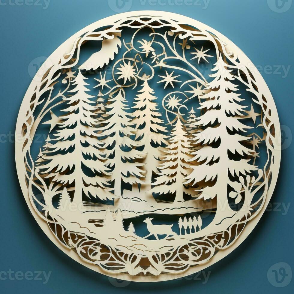 Christmas tree paper cut style high quality ai generated image photo