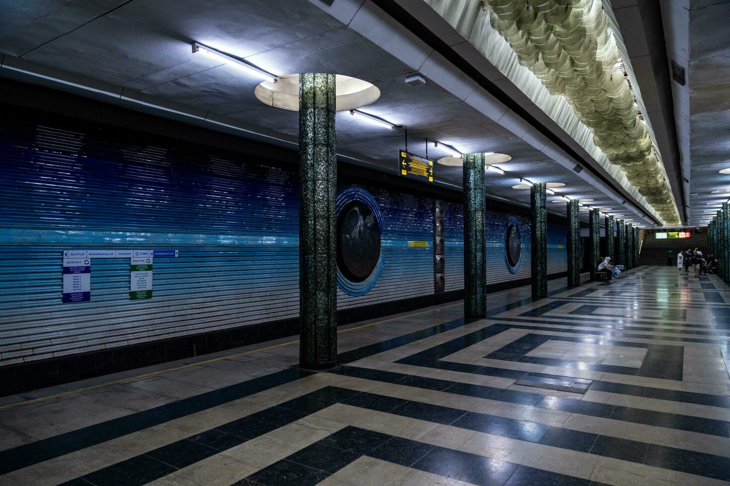 Tashkent, Uzbekistan-august 11, 2023-inside the metro station called Cosmonauts in Tashkent photo