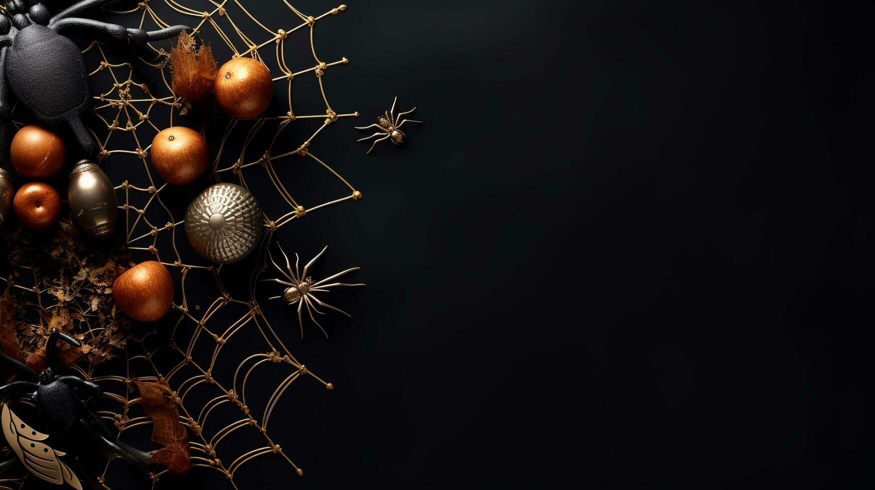 Halloween spider web  flat lay mockup, AI generated photo