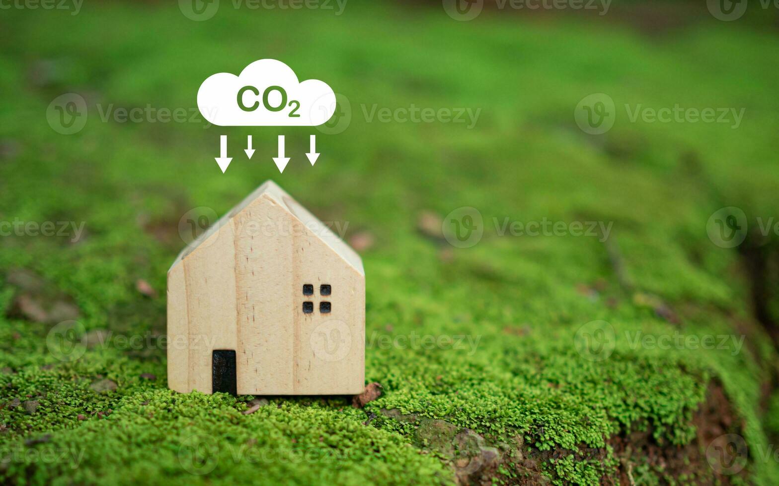 CO2 emission reduction concept, clean and friendly environment without carbon dioxide emissions. Planting trees to reduce CO2 emissions, environmental protection concept. photo