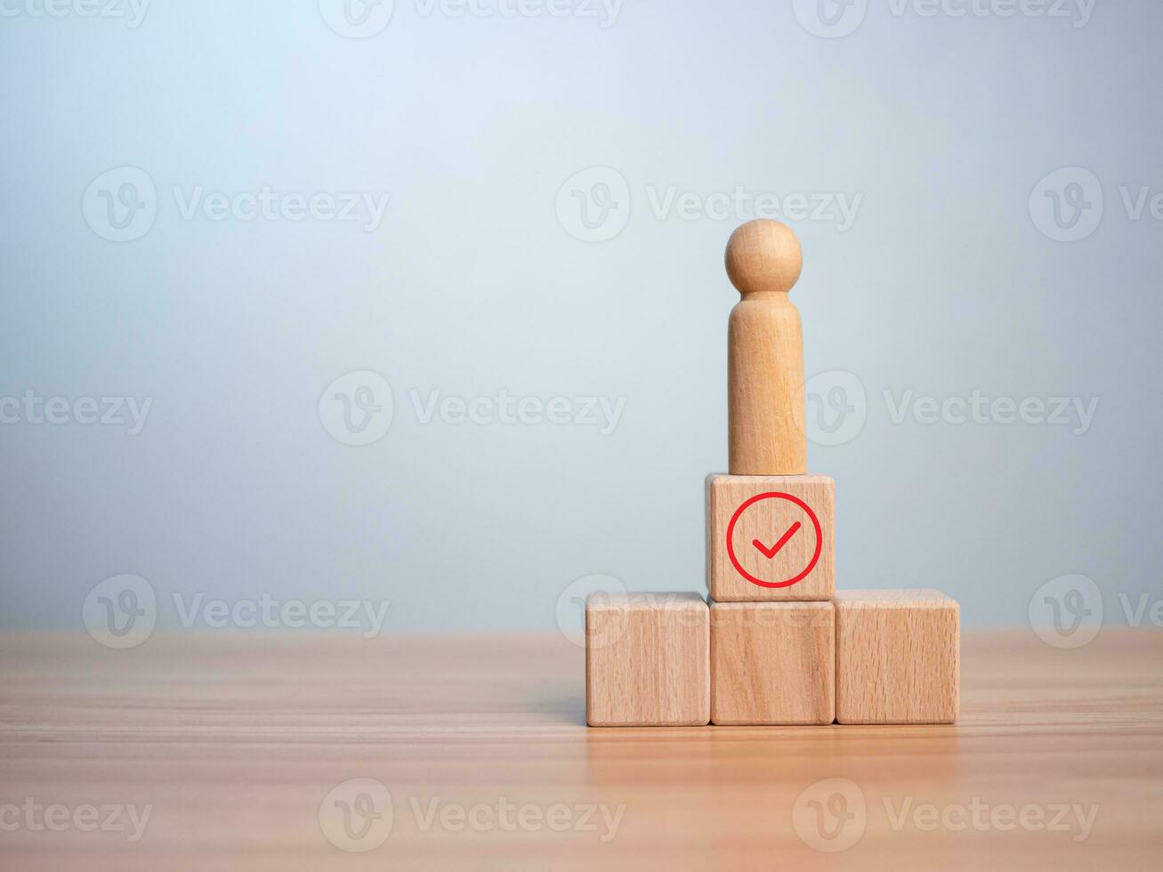 Concept Business and HR for leadership and team leader, one wooden dolls different and stand out from the group. photo