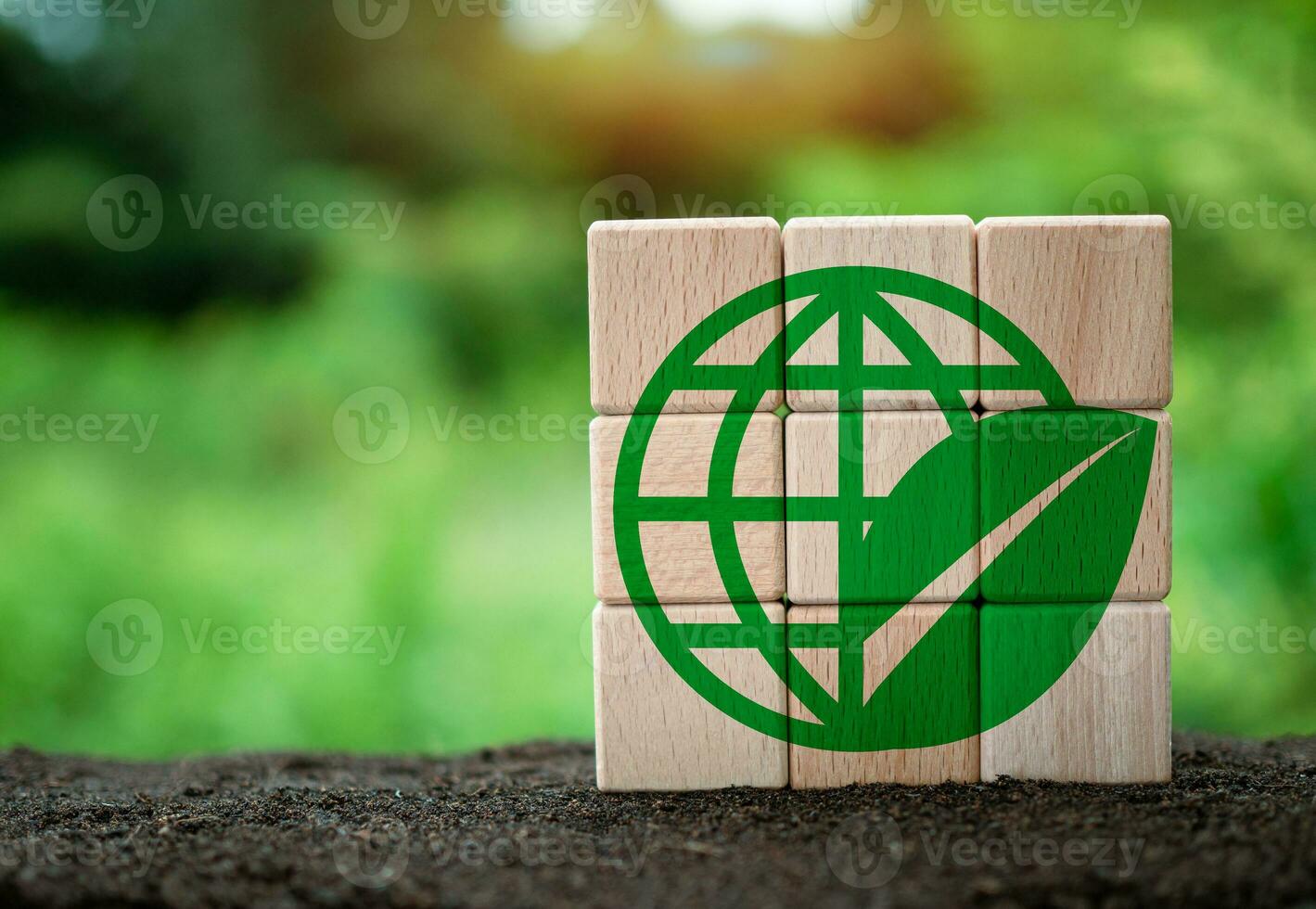 Human hand and model earth icon.Representing helping to save the environment.save world concept. photo