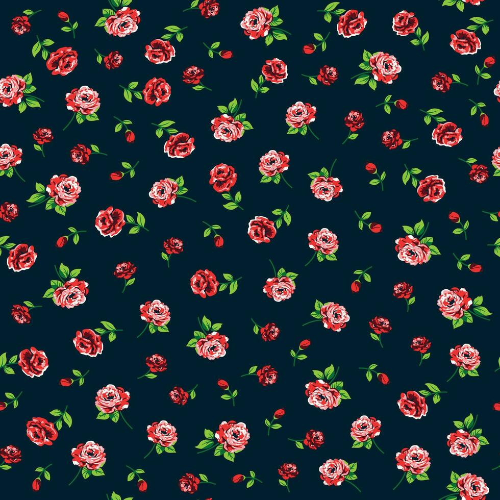 Seamless hand drawn small floral pattern background vector