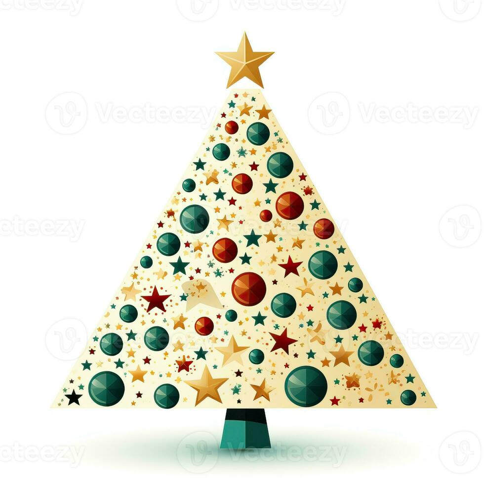 Christmas tree retro style white background high quality ai generated image photo