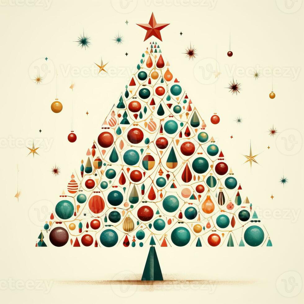 Christmas tree retro style white background high quality ai generated image photo