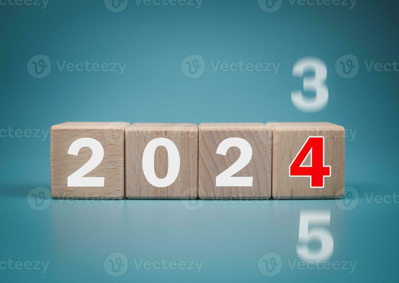 Wooden blocks lined up with the letters 2024. Represents the goal setting for 2024, the concept of a start. financial planning development strategy business goal setting. photo