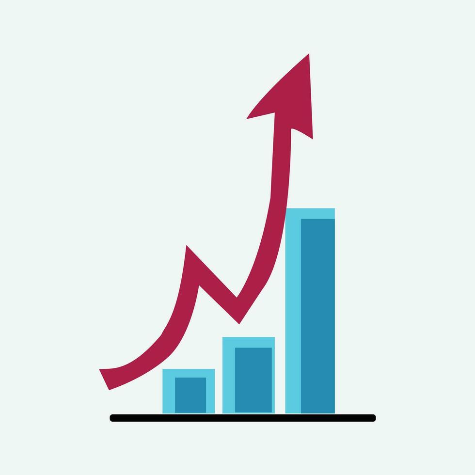 Business growth and a graph line are both illustrated. vector