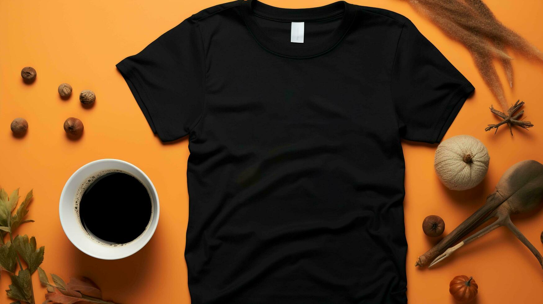 Black women's t-shirt Halloween mockup plain background, AI generated photo