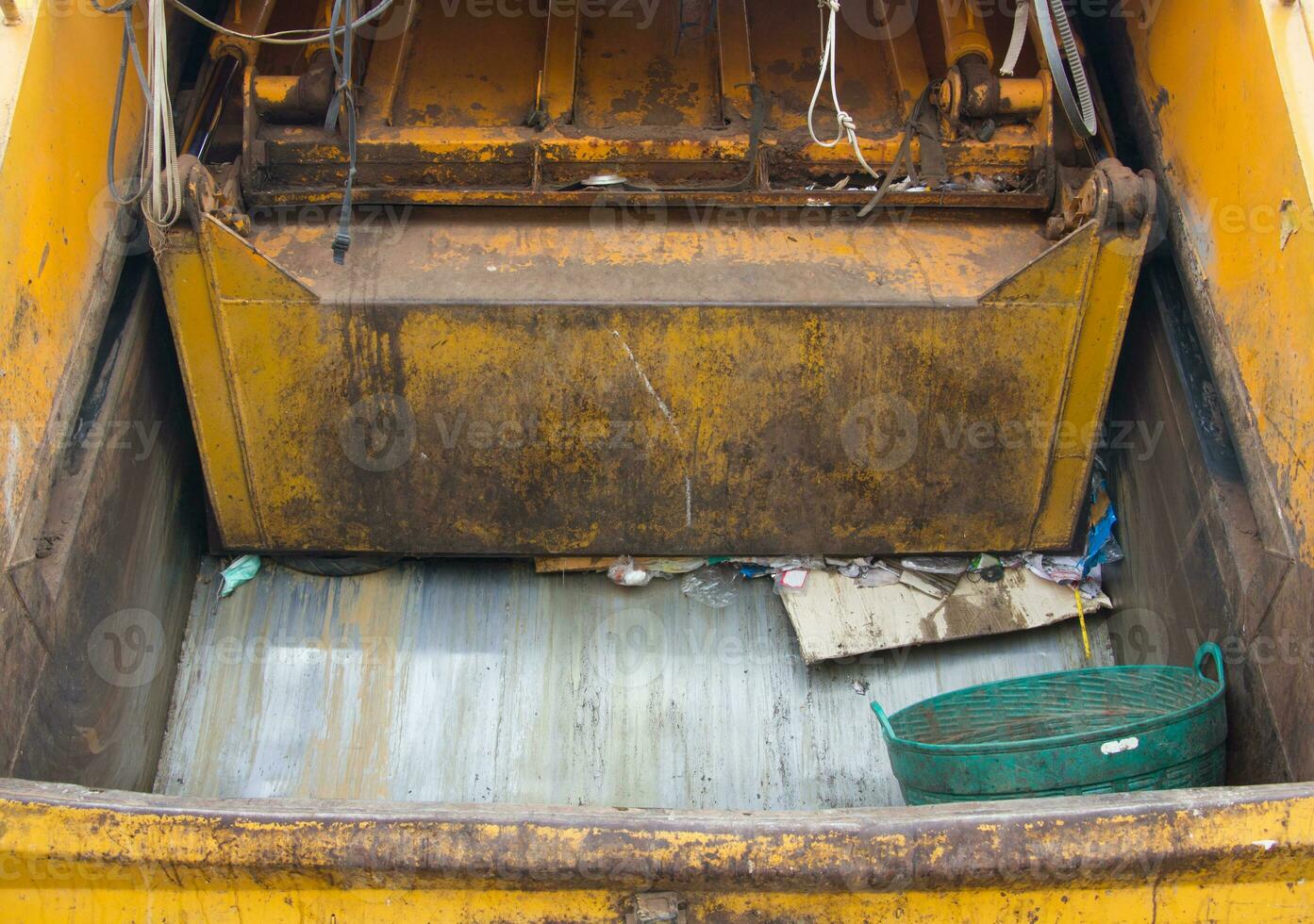 empty garbage truck to prepare transportation to garbage yard photo