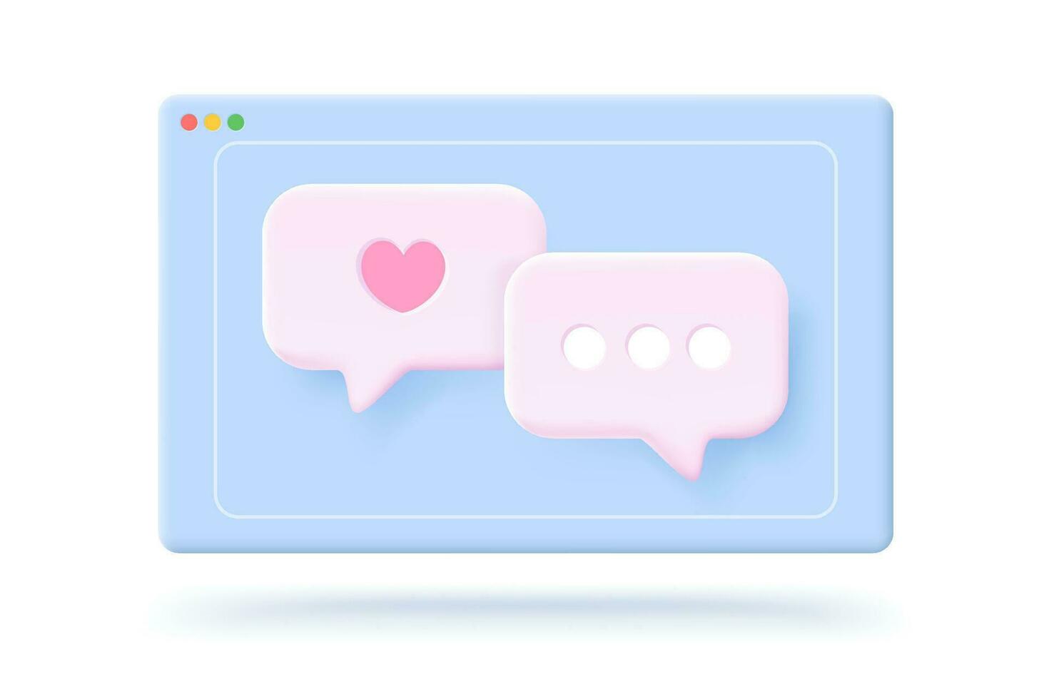 Vector icon of screen with message bubbles in 3D style. Vector illustration of a bubbles in on line messenger.