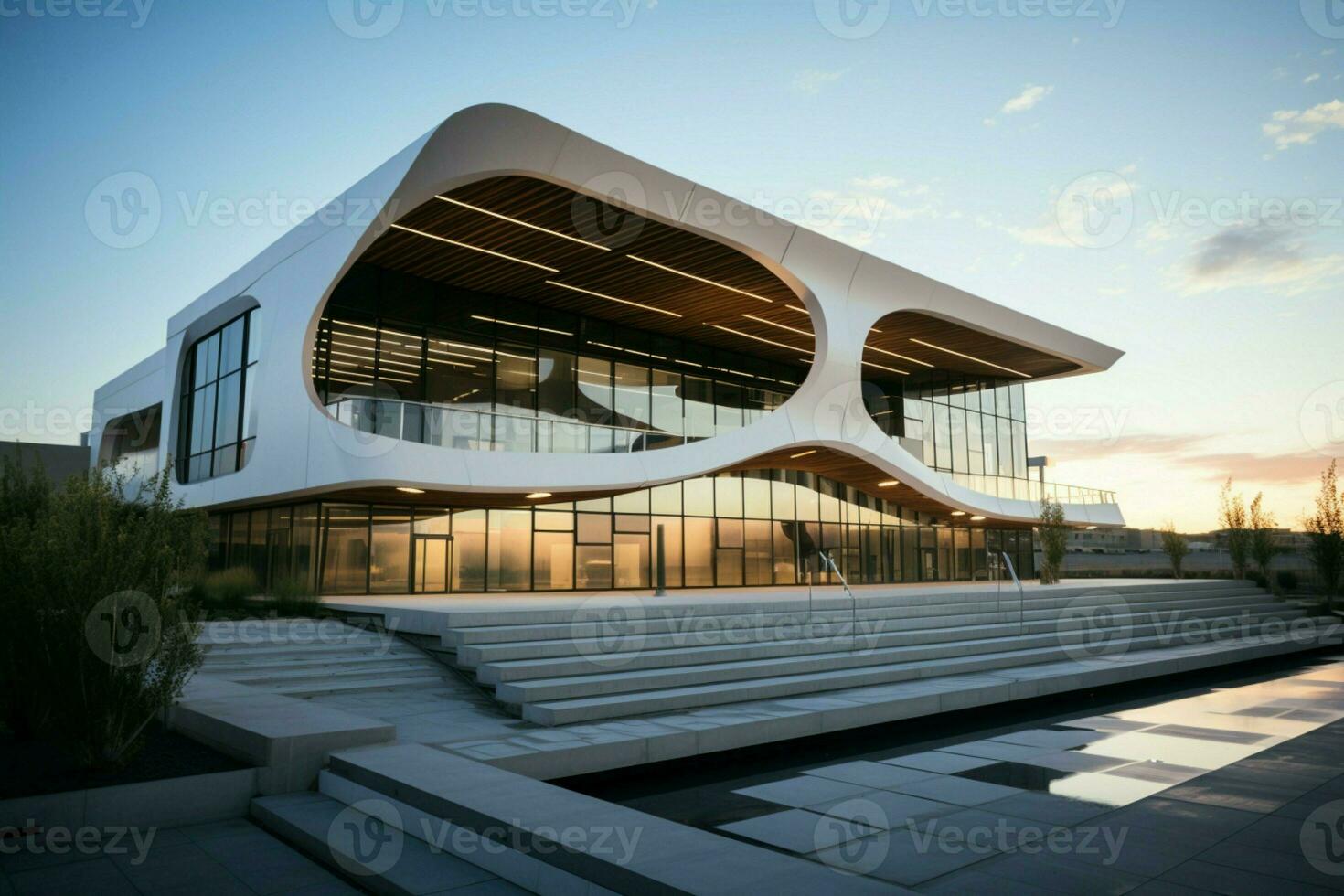 arquitectónico maravilla hermosa moderno edificio soportes como un testamento a innovador diseño. ai generado foto