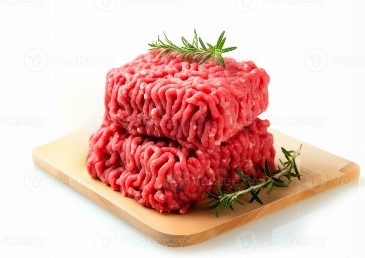 Raw minced meat with spices isolated on a white background photo