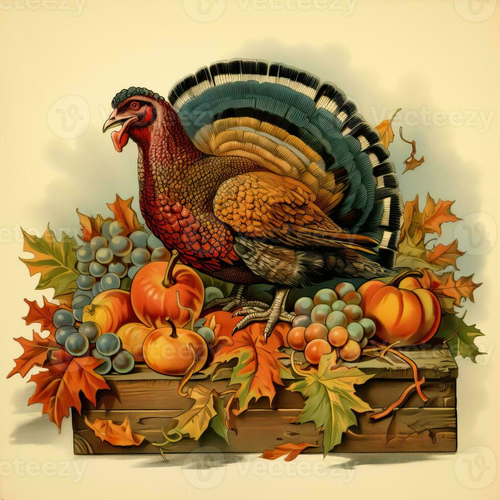 Vintage Thanksgiving illustrations high quality ai generated image photo