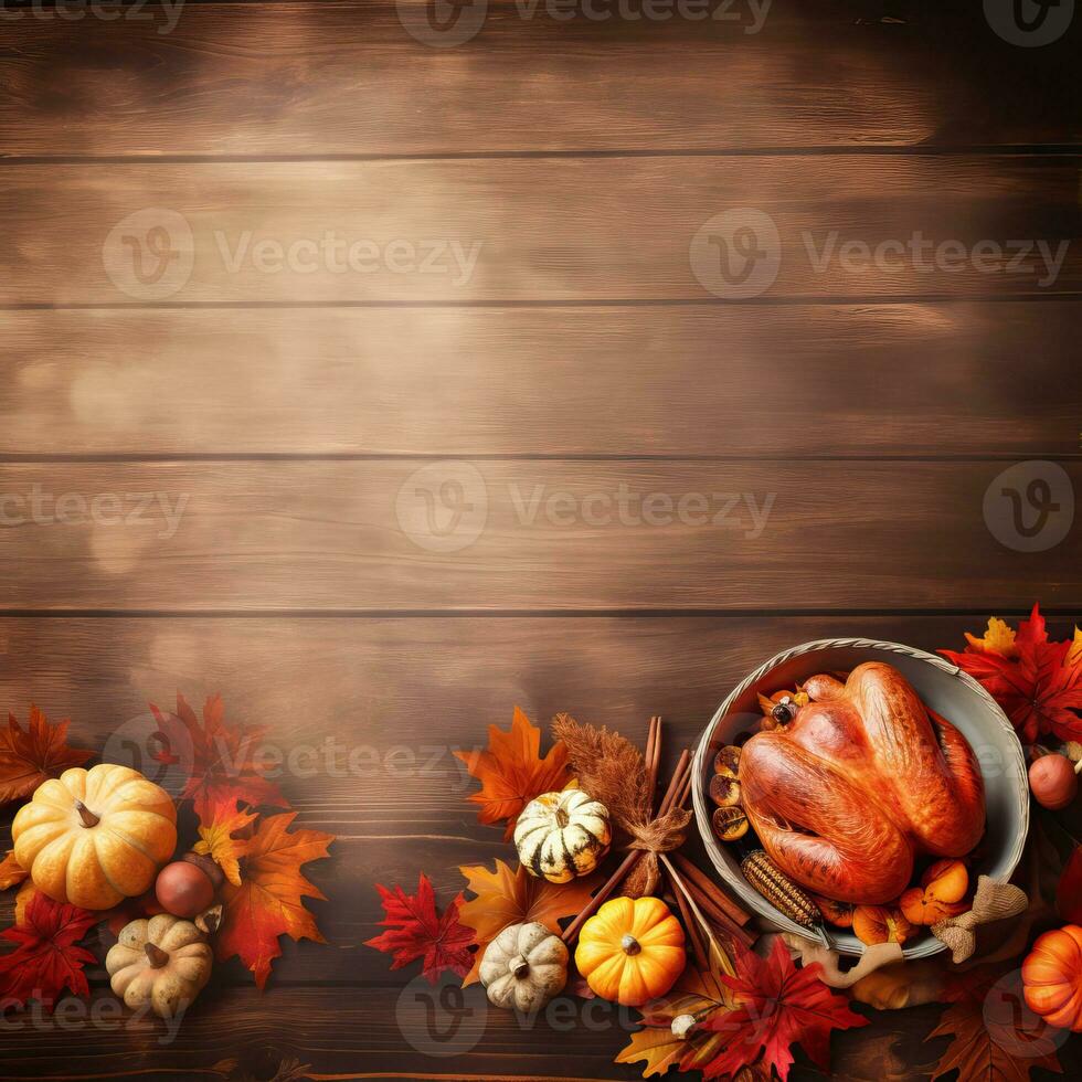 Thanksgiving Day background leafs and pumpkin high quality ai generated image photo