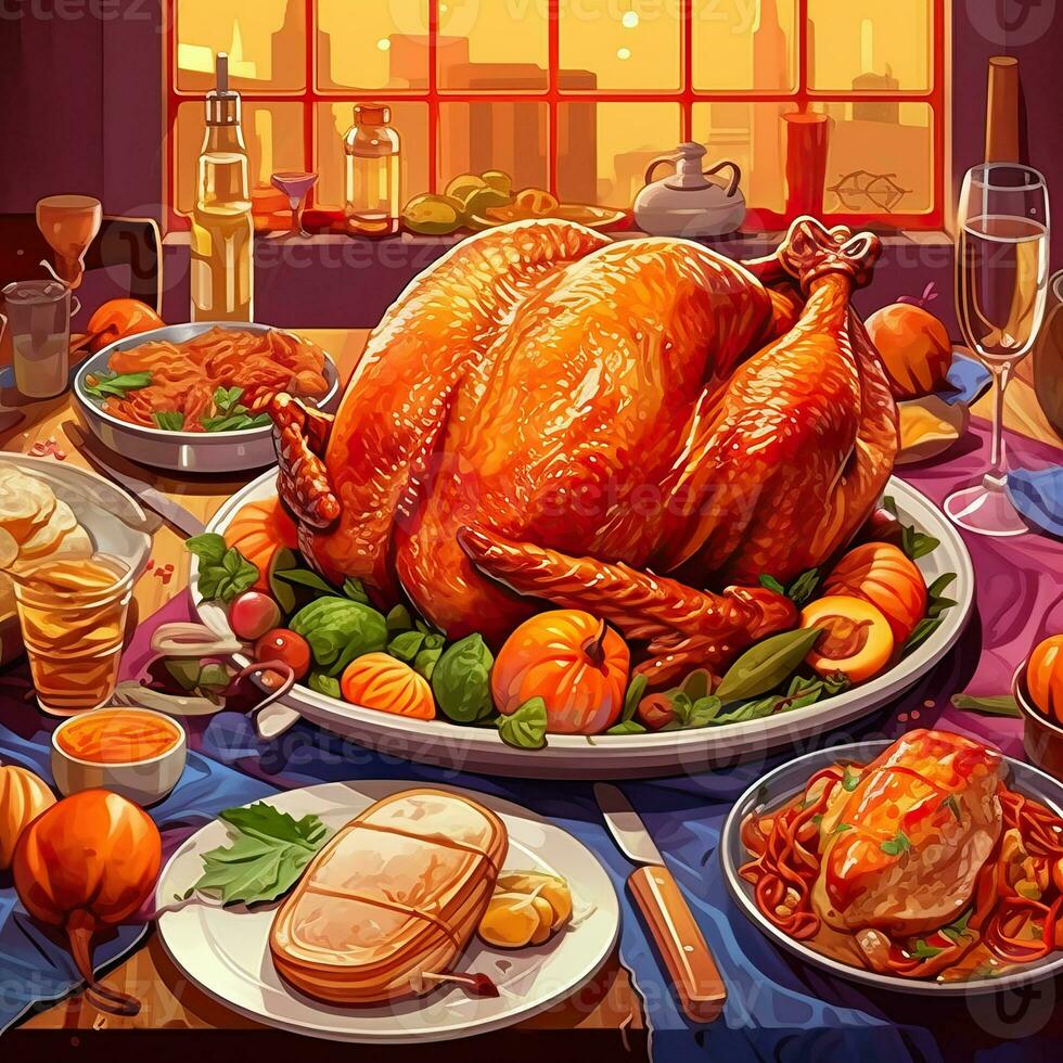 Thanksgiving background with turkey meat high quality ai generated image photo
