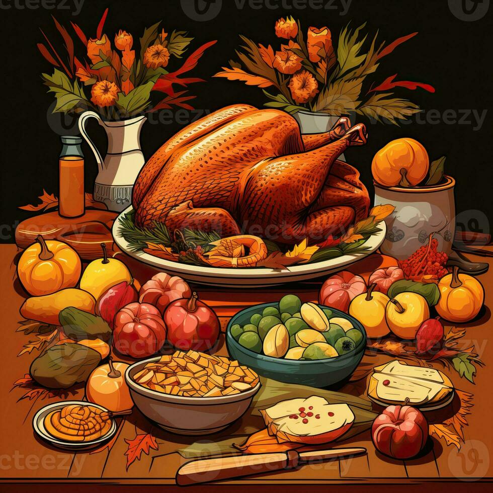 Thanksgiving Illustration Graphic high quality ai generated image photo
