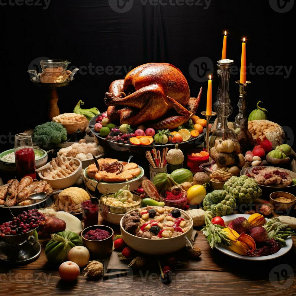 Thanksgiving background with dining table high quality ai generated image photo