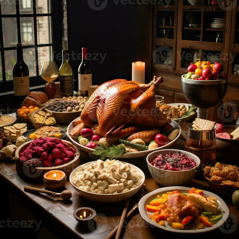 Thanksgiving background with dining table high quality ai generated image photo