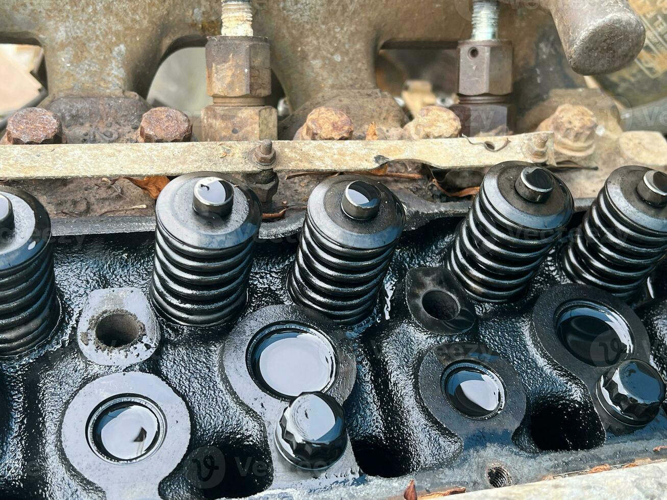 old car engine. close up. photo