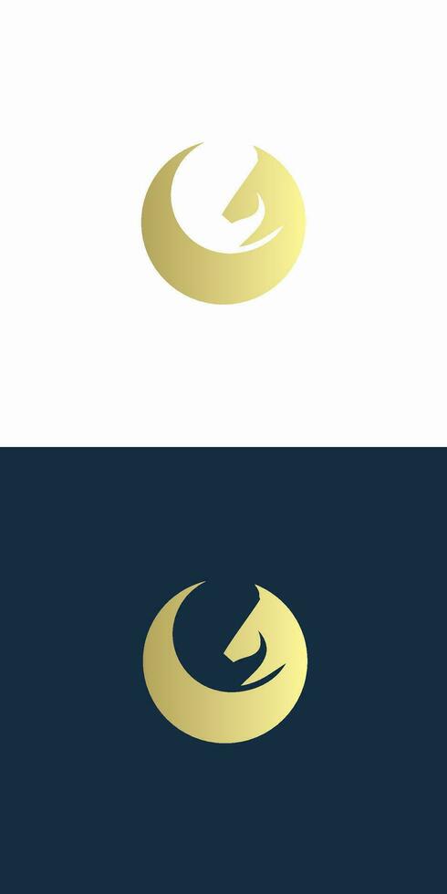 Golden horse logo, elegant luxury vector