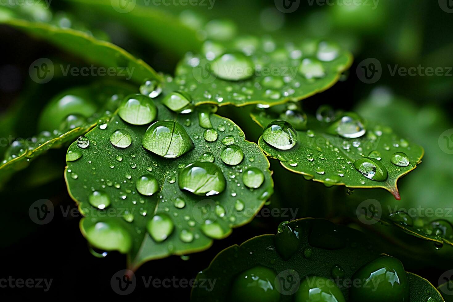 Natures artistry raindrops bedeck the fresh, emerald carpet of grass  AI Generated photo