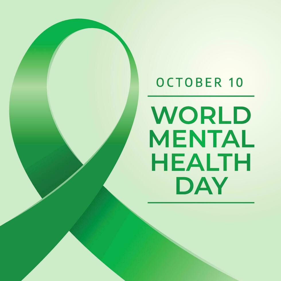 World Mental Health Day vector design template good for celebration usage. green ribbon vector design. flat ribbon design. flat design. vector eps 10.