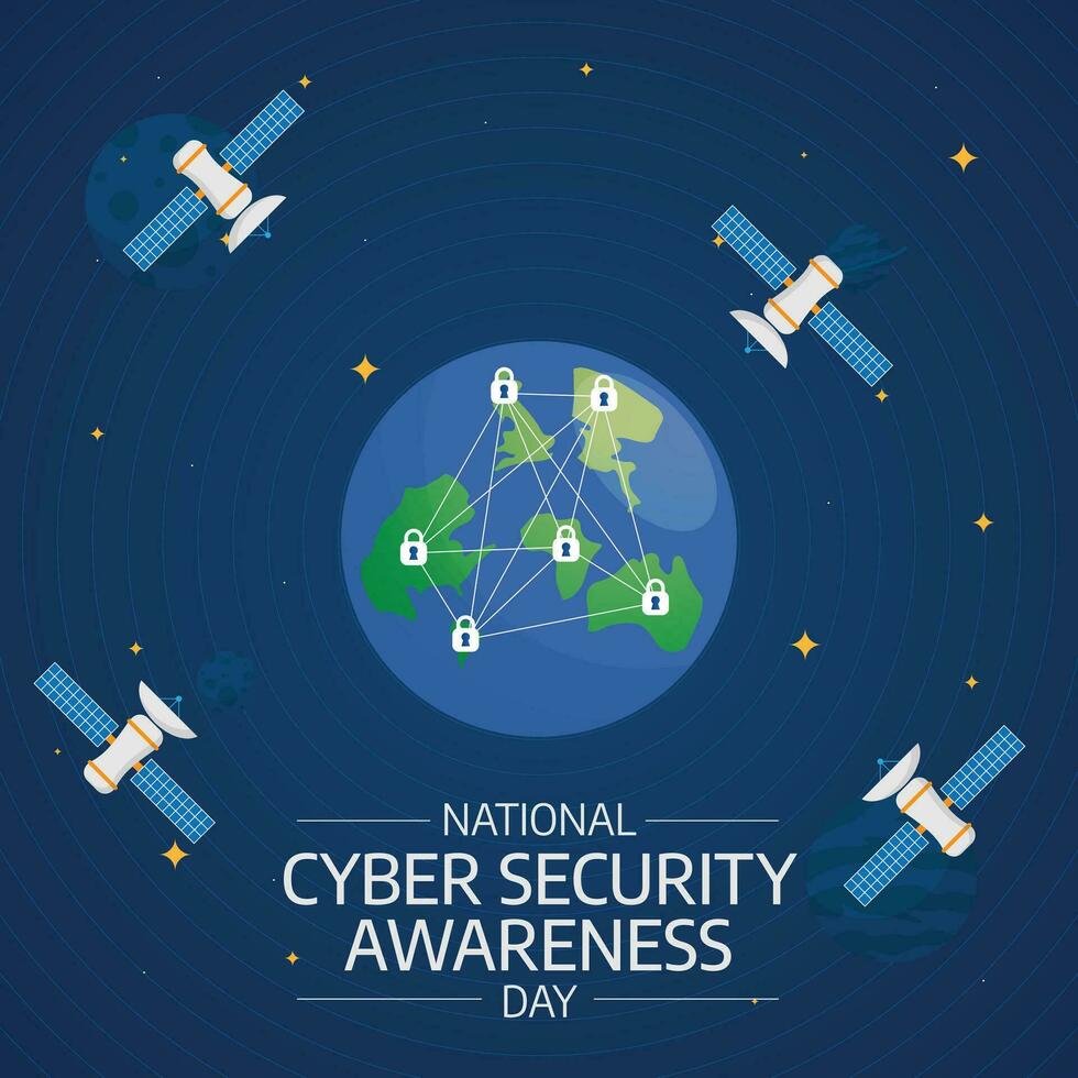 National Cybersecurity Awareness Month vector design template good for celebration usage. cyber vector illustration. flat design. vector eps 10.