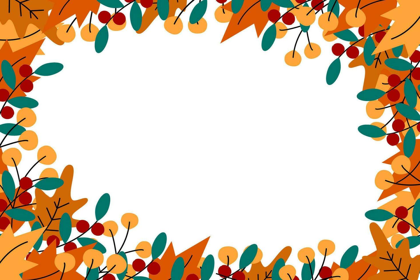 Abstract rectangular Thanksgiving frame with copy space and different twigs in trendy fall shades vector