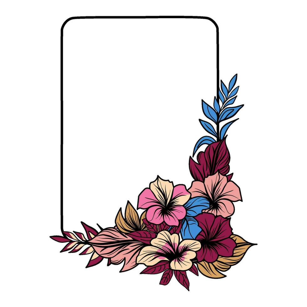 Geometric frame with tropical flowers vector