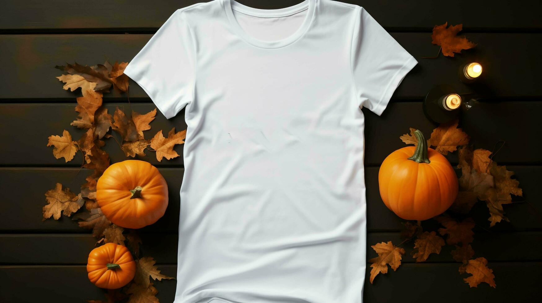 women's white t-shirt mockup Halloween decorations, AI generated photo